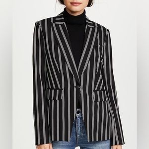 Veronica Beard White Black Petra Pinstripe Blazer